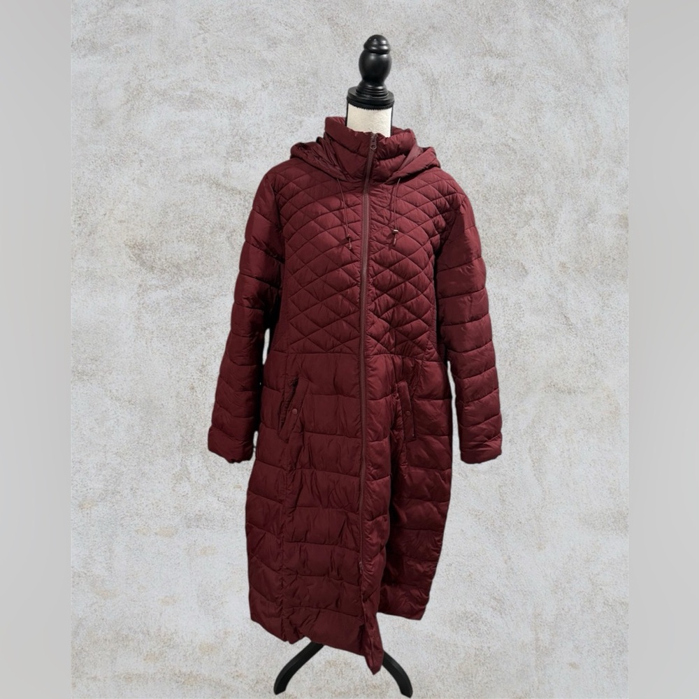 Lane Bryant Maroon Quilted Puffer Coat
